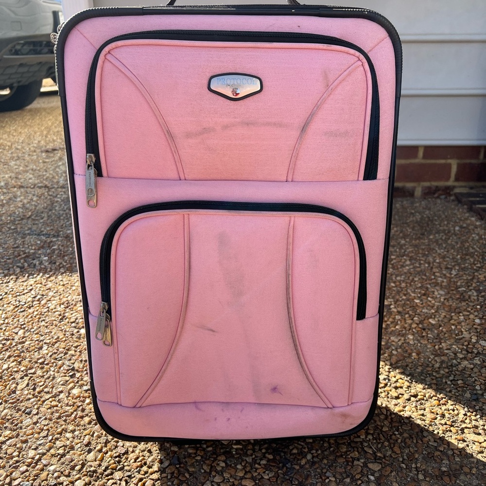 Pink Suitcase with Black Trim